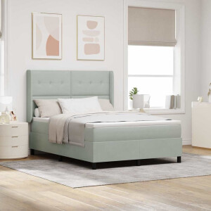 vidaXL Boxspringbed met matras Lichtgrijs 140 x 190 cm Fluweel