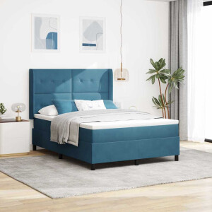 vidaXL Boxspringbed met hoofdeinde Blauw 140 x 200 cm Fluweel