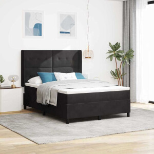 vidaXL Boxspringbed met matras Zwart 160 x 200 cm Fluweel