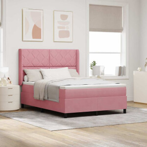 vidaXL Boxspringbed met hoofdeinde Roze 140 x 190 cm Fluweel