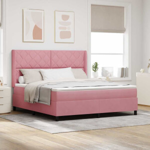 vidaXL Boxspringbed met hoofdeinde Roze 180 x 200 cm Fluweel