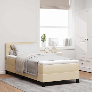vidaXL Boxspring bed met matras met LED Crème 90 x 190 cm Stof