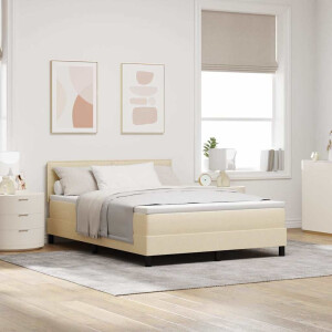 vidaXL Boxspring bed met matras met LED Crème 140 x 190 cm Stof