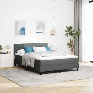 vidaXL Boxspring bed met matras met LED Donkergrijs 140 x 200 cm Stof