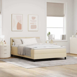 vidaXL Boxspring bed met matras met LED Crème 140 x 190 cm Stof
