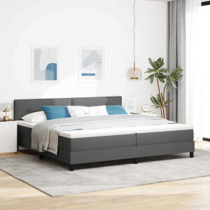 vidaXL Boxspring bed met hoofdeinde Donkergrijs 200 x 200 cm Stof
