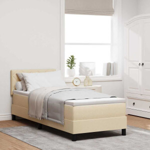 vidaXL Boxspring bed met matras met LED Crème 80 x 200 cm Stof