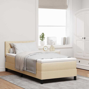 vidaXL Boxspring bed met matras met LED Crème 90 x 190 cm Stof