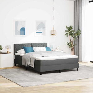 vidaXL Boxspring bed met hoofdeinde Donkergrijs 140 x 200 cm Stof