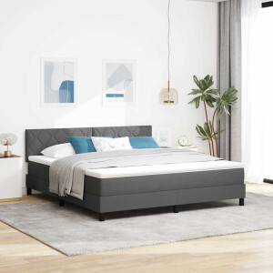 vidaXL Boxspring bed met hoofdeinde Donkergrijs 180 x 200 cm Stof
