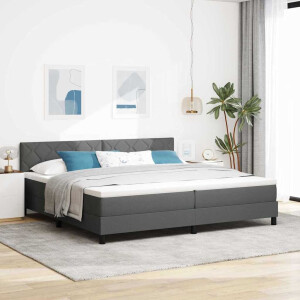 vidaXL Boxspring bed met matras met LED Donkergrijs 200 x 200 cm Stof