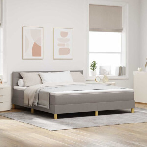 vidaXL LED Box Spring Bed met hoofdeinde Taupe 180 x 200 cm Stof