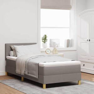 vidaXL LED Box Spring Bed met hoofdeinde Taupe 90 x 200 cm Stof