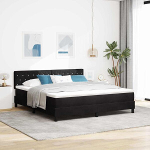 vidaXL LED Box Spring Bed met matras Zwart 180 x 200 cm Fluweel