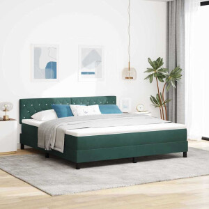 vidaXL LED Box Spring Bed met matras Donkergroen 180 x 200 cm Fluweel