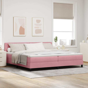 vidaXL Boxspring bed met matras Roze 200 x 200 cm Fluweel