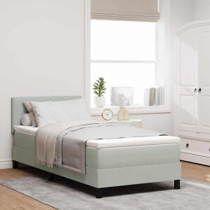 vidaXL Boxspring bed met hoofdeinde Lichtgrijs 80 x 200 cm Fluweel