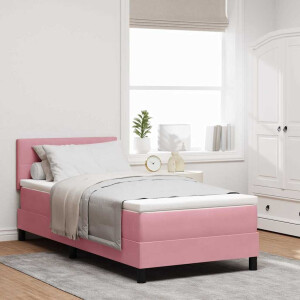 vidaXL LED Box Spring Bed met hoofdeinde Roze 120 x 200 cm Fluweel