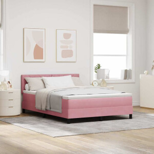 vidaXL LED Box Spring Bed met hoofdeinde Roze 140 x 190 cm Fluweel