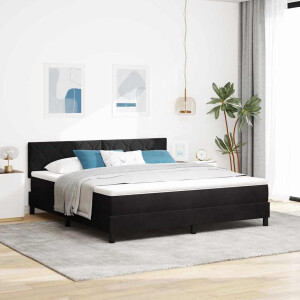 vidaXL LED Box Spring Bed met matras Zwart 180 x 200 cm Fluweel