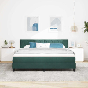 vidaXL LED Box Spring Bed met matras Donkergroen 180 x 200 cm Fluweel