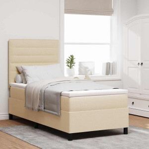 vidaXL Boxspring bed met matras met LED Crème 90 x 190 cm Stof