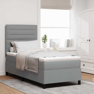 vidaXL Boxspring bed met matras met LED Lichtgrijs 90 x 200 cm Stof