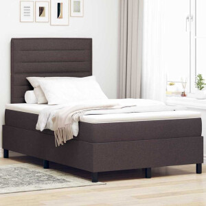 vidaXL Boxspring bed met matras met LED Donkerbruin 120 x 190 cm Stof