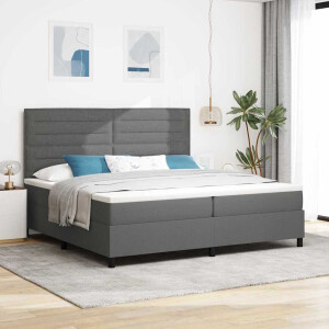 vidaXL Boxspring bed met matras met LED Donkergrijs 200 x 200 cm Stof