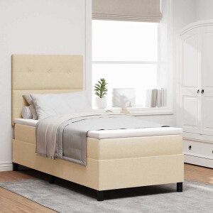vidaXL Boxspring bed met matras met LED Crème 90 x 200 cm Stof