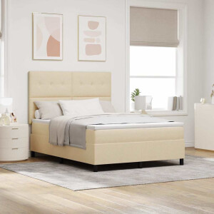 vidaXL Boxspring bed met matras met LED Crème 140 x 190 cm Stof