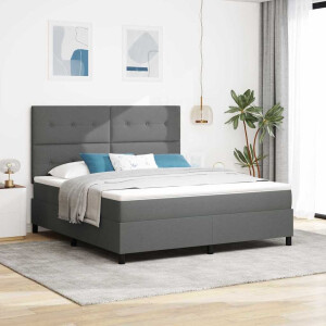 vidaXL Boxspring bed met matras met LED Donkergrijs 180 x 200 cm Stof