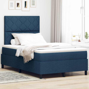 vidaXL Boxspring bed met matras met hoofdeinde Blauw 120 x 200 cm Stof