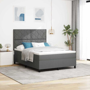 vidaXL Boxspring bed met hoofdeinde Donkergrijs 140 x 200 cm Stof