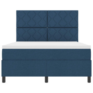 vidaXL Boxspring bed met LED-stripverlichting Blauw 160 x 200 cm Stof