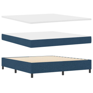 vidaXL Boxspring bed met LED-stripverlichting Blauw 180 x 200 cm Stof