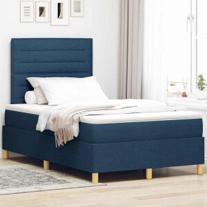 vidaXL Boxspring bed met matras met hoofdeinde Blauw 120 x 190 cm Stof