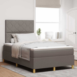 vidaXL LED Box Spring Bed met hoofdeinde Taupe 120 x 190 cm Stof