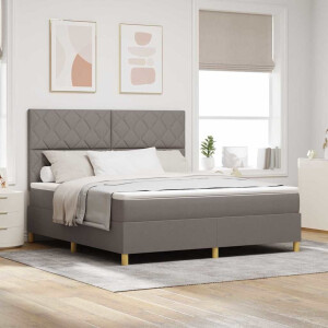 vidaXL Boxspring bed met matras met hoofdeinde Taupe 180 x 200 cm Stof