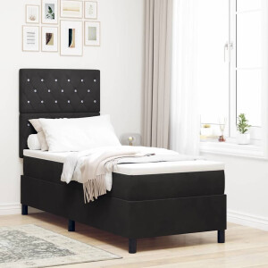 vidaXL LED Box Spring Bed met matras Zwart 80 x 200 cm Fluweel