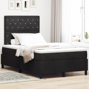 vidaXL LED Box Spring Bed met matras Zwart 120 x 190 cm Fluweel