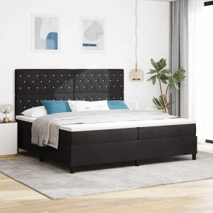 vidaXL LED Box Spring Bed met matras Zwart 200 x 200 cm Fluweel