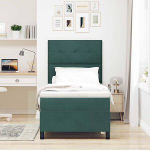 vidaXL LED Box Spring Bed met matras Donkergroen 80 x 200 cm Fluweel