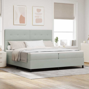 vidaXL LED Box Spring Bed met matras Lichtgrijs 200 x 200 cm Fluweel