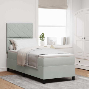 vidaXL LED Box Spring Bed Lichtgrijs 80 x 200 cm Fluweel