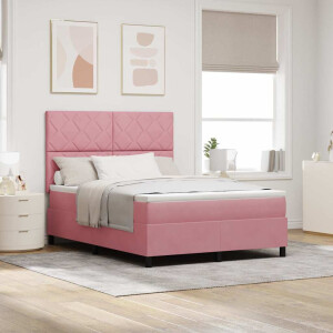 vidaXL LED Box Spring Bed met hoofdeinde Roze 140 x 200 cm Fluweel
