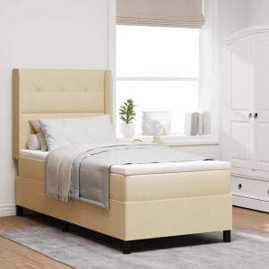 vidaXL LED Box Spring Bed met matras Crème 100 x 200 cm Stof