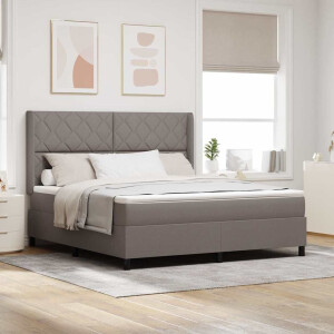 vidaXL LED Box Spring Bed met hoofdeinde Taupe 180 x 200 cm Stof