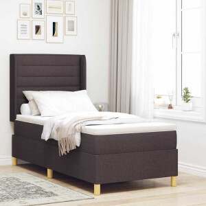 vidaXL Boxspringbed met LED-stripverlichting Bruin 90 x 200 cm Stof