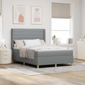 vidaXL Boxspringbed met hoofdeinde Lichtgrijs 160 x 200 cm Stof